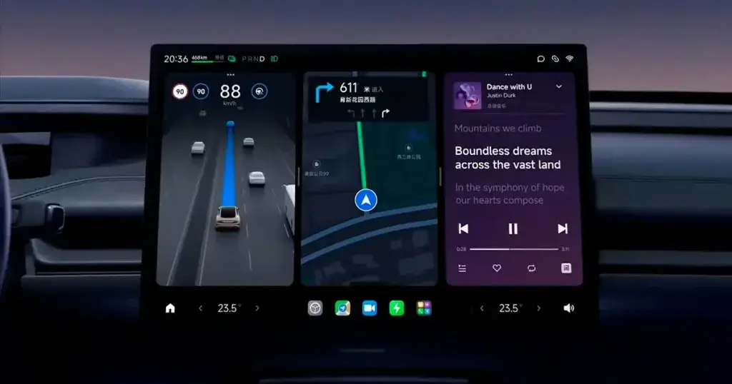 El Xiaomi SU7 está equipado con una pantalla central de control ultra clara de 16.1 pulgadas y 3K